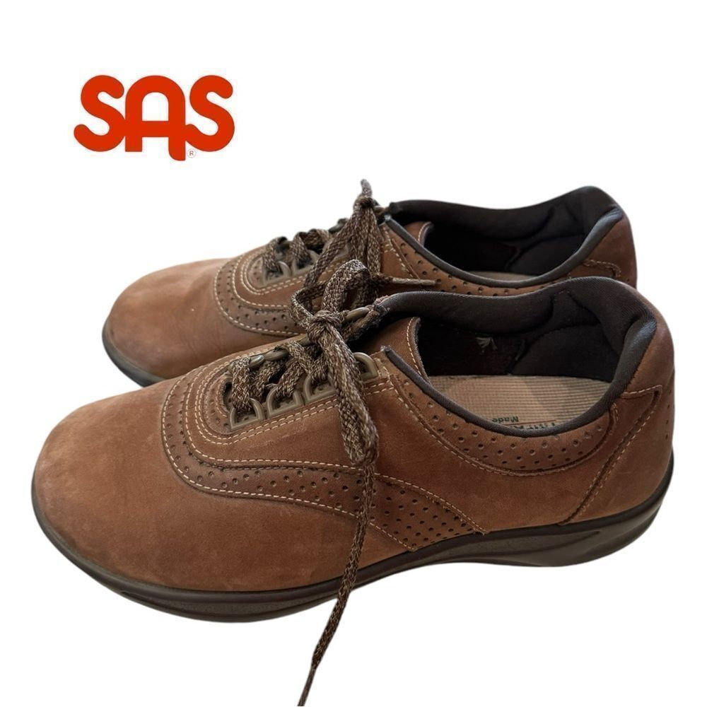 SAS Women's Walk Easy Lace Up Chocolate Walking Shoes Sneakers 6.5   6.5W
